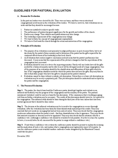 Pastor Evaluation Form Pdf Sermon Evaluation