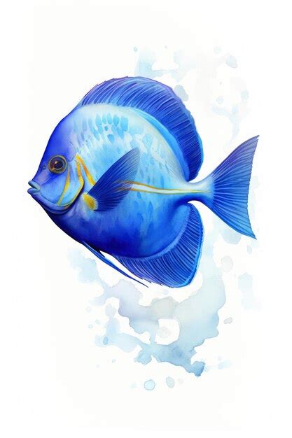 Dessin L Aquarelle De Poisson Bleu Tang Dessin La Main Sur Fond