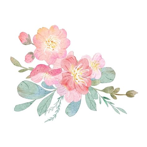 Collection De Bouquet De Fleurs Rose Aquarelle Vector Vecteur Premium