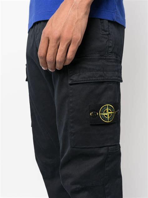 Stone Island Cargohose Mit Kompass Patch Blau Farfetch De