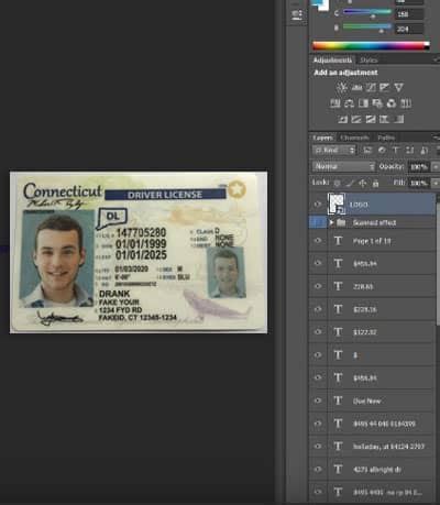 Connecticut Drivers License Template New Edition Photoshop File