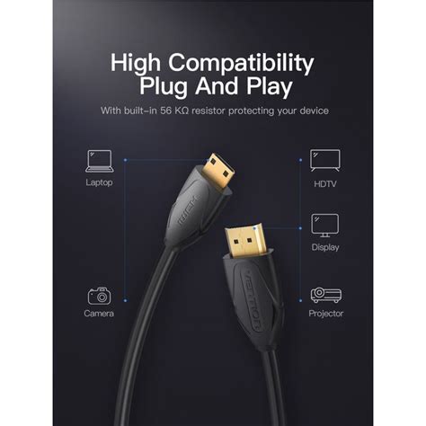 Vention VAA-D02-B200 Mini HDMI 2 Meter (Black) - EVERCOMPS TECHNOLOGIES ...