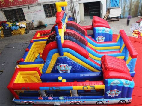 Paw Patrol Bus Inflatable Obstacle Course Channal Inflatables