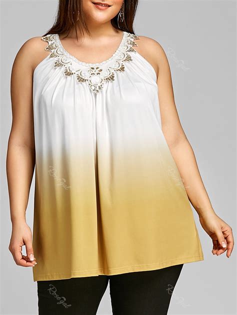 46 OFF Plus Size Ombre Color Swing Tank Top Rosegal