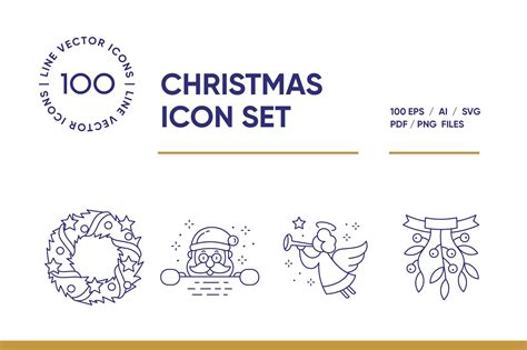 Christmas Line Icon Set Design Cuts