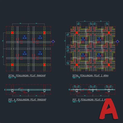 Cad Detail Penulangan Pelat Lantai Inpetra Id