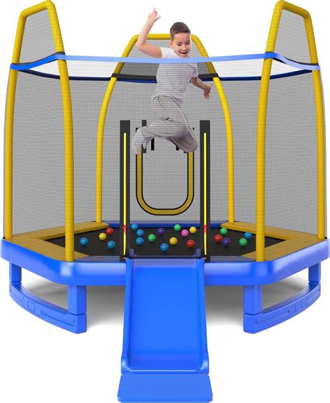 Gymax Trampoline For Kids Astm Approved 7ft Trampoline With Slide