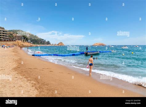 The Sandy Platja Gran Beach At The Resort Town Of Tossa De Mar Spain