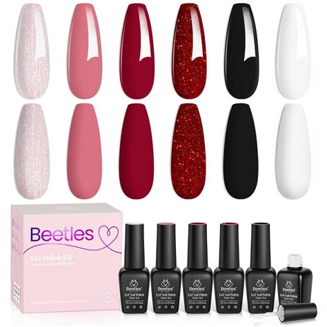 Amazon Beetles Gel Nail Polish Kit Colors Queen Of Hearts Collection Nude Pink Red