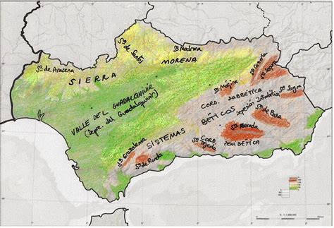 Mapa Andalucia relieve grande Mapas grandes de pared de España y el Mundo