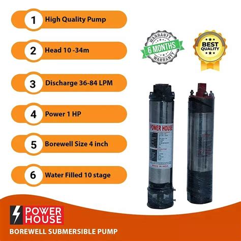 Powerhouse Hp Water Filled Single Phase Inch Borewell Submersible