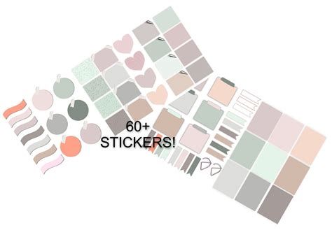 Neutral Digital Planner Stickers Set Neutral Minimal Paper Etsy