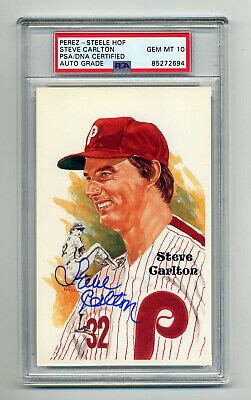 STEVE CARLTON SUPERB GEM MINT 10 PSA DNA AUTOGRAPHED PEREZ STEELE POST