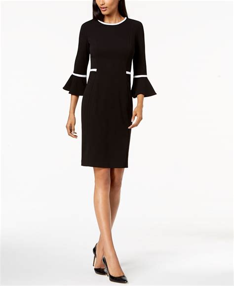 Calvin Klein Piped Bell Sleeve Sheath Dress Macys