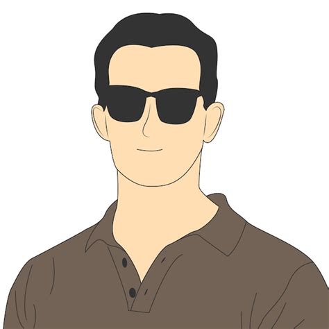 Premium Vector Male Cartoon Character Wearing Sunglasses Minimal