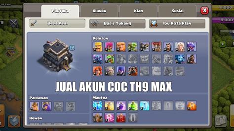 JUAL AKUN COC TH 9 MAX YouTube