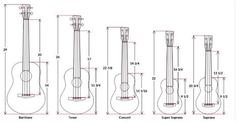 Ukulele Size Guide Soprano Concert Tenor Baritone And Bass Uke