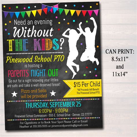 Editable Parents Night Out Flyer Printable Pta Pto School Etsy