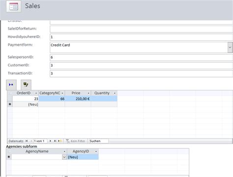 MS ACCESS 2007 Selecting Value From Combobox In Subform Creates A