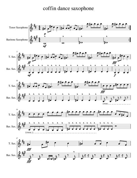 coffin dance saxophone-tenor Sheet music for Tenor Saxophone, Baritone Saxophone | Download free ...