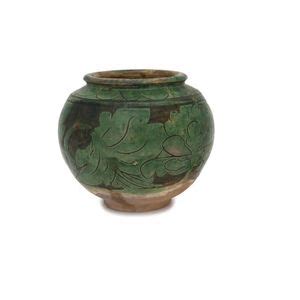 Green Glazed Sgraffiato Ovoid Vase Northern Song Jin Dynasty Asian