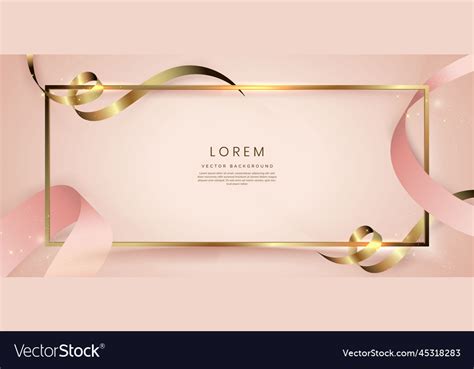 Abstract 3d Gold Curved Ribbon On Rose Royalty Free Vector