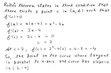 Using Rolle S Theorem The Point On The Curve Y X X 4 Xepsilon 0 4