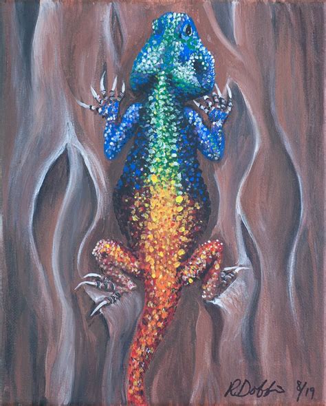 Colorful Lizard Painting by Rhonda Dobbins | Saatchi Art