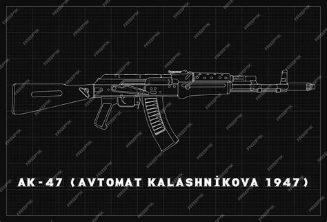 Premium Vector Weapon Ak Assault Rifle Blueprint Background Simple Vektor Flat Design