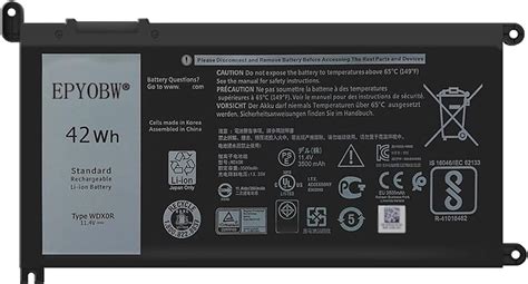 Amazon EPYOBW WDX0R Laptop Battery 42Wh Compatible With Dell