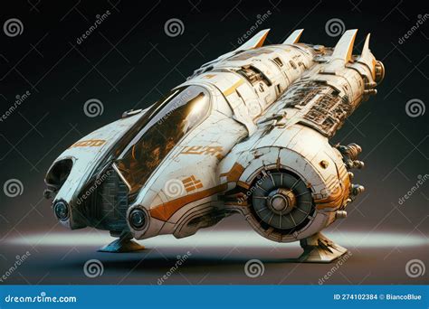 Wondrous Futuristic Small Sci Fi Space Racer With Engine For Space