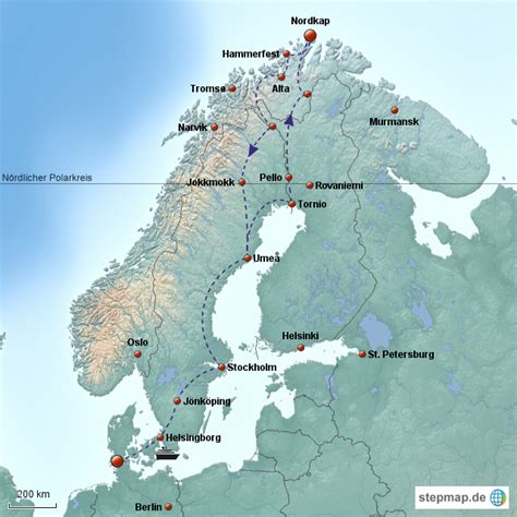 Stepmap Nordkap Tour Landkarte F R Europa