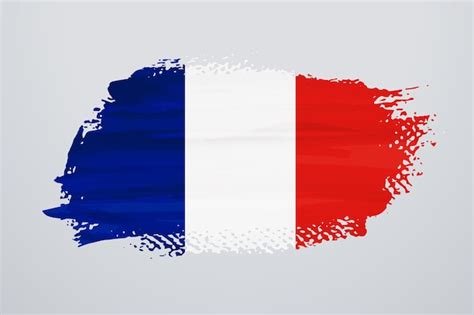 Bandeira Da França Com Pincel Vetor Premium