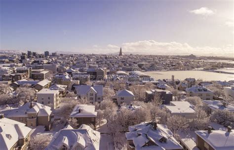 Reykjavik in winter stock image. Image of pond, apartments - 87789721