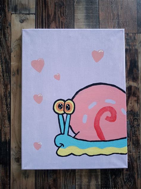 Gary The Snail Spongebob Painting 14x11 Canvas Wall Art Etsy Canada