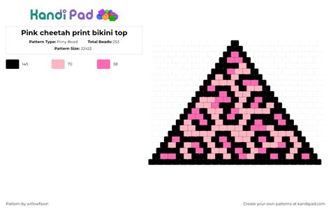 Pink Cheetah Print Bikini Top Pony Bead Pattern Kandi Pad Kandi Patterns Fuse Bead Patterns