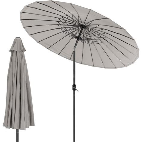 Parasol Shanghai de Plage Taupe Ø325cm Rond Aluminium Polyester avec