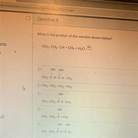 Solved What Is The Product Of The Reaction Shown Below