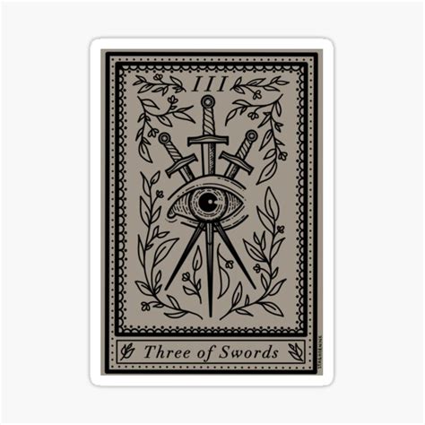 Three Of Swords Tarot Card Sticker For Sale By Staghornink Redbubble