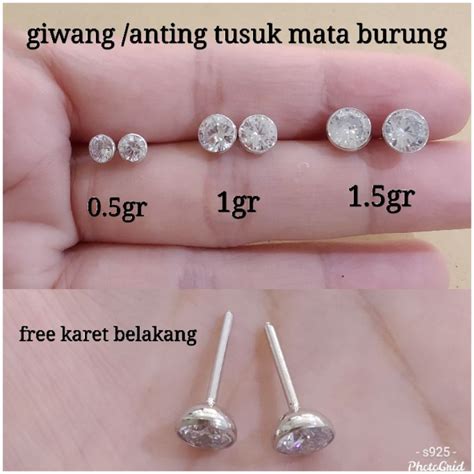 Jual GIWANG ANTING TUSUK MATA SATU PERAK S925 LAPIS MAS PUTIH GWGB