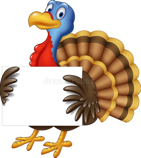 Cartoon Turkey Holding Blank Sign Stock Vector Illustration Of