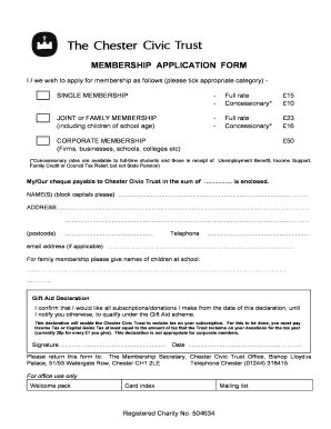 Fillable Online Chestercivictrust Org MEMBERSHIP APPLICATION FORM