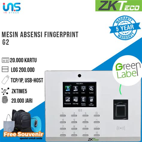 Jual Mesin Absensi Fingerprint Dan Kartu ZKTECO G2 GREEN LABEL ORIGINAL