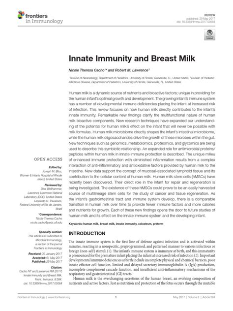 Innate Immunity and Breast Milk | PDF | Breast Milk | Immune System
