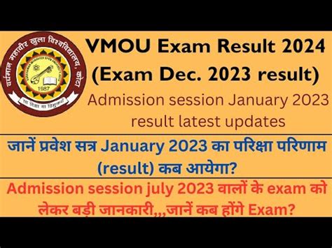 VMOU Exam Result Update 2023 24 VMOU January 2023 Result VMOU July