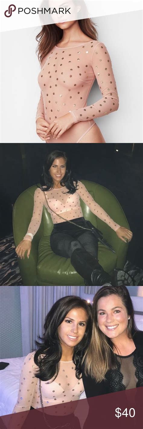 Victoria S Secret Nude Sequin Mesh Bodysuit