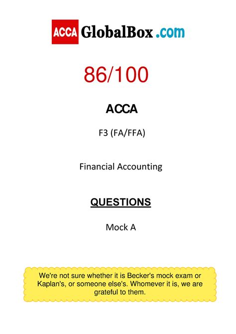 Practice Questions Acca F Fa Ffa Financial Accounting Mock A