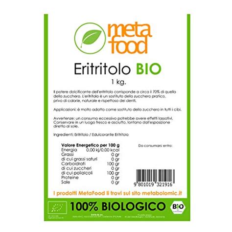 Eritritolo 100 BIOLOGICO Confezione Da 1 KG Dolcificante Naturale