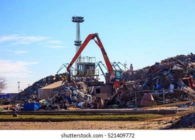 Mechanical Crane Grabber Working Scrapyard Stock Photo 521409772