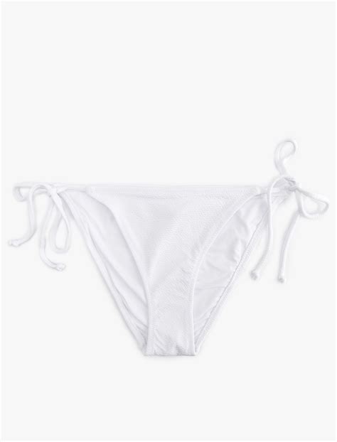 Beyaz Kad N Astarl Yanlar Pli Bikini Alt Sak Mm Koton